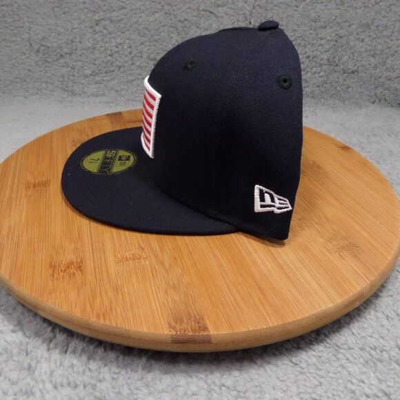 New Era USA flag 59Fifty Navy Blue fitted Hat Size 7 1/4 and 7 3/8 Cap - Picture 4 of 13